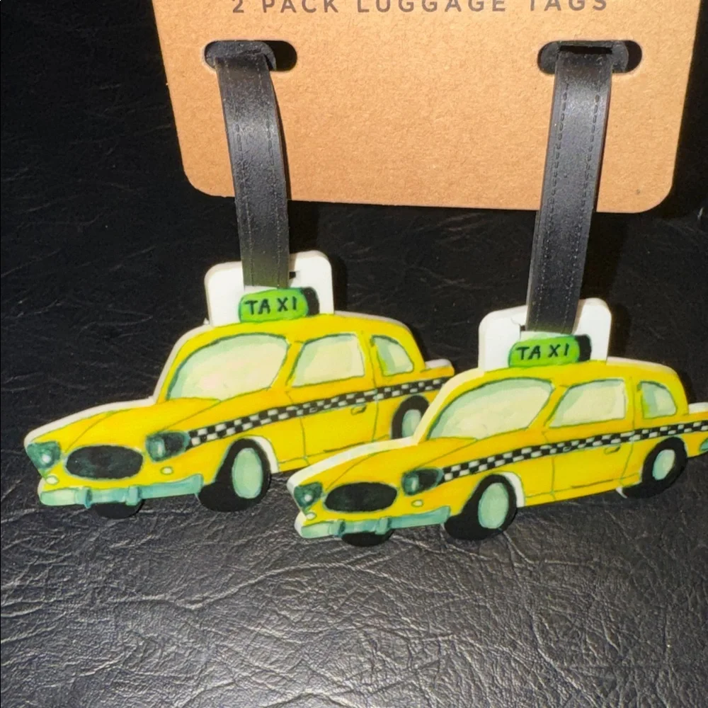 Rae Dunn Yellow Taxi Luggage Tags - 2 Pack NEW